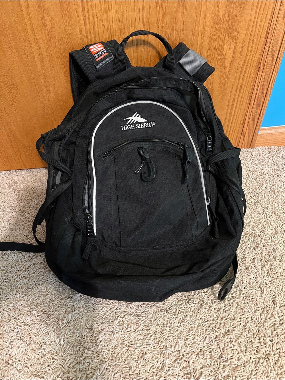 High Sierra Black Backpack with Reflective Trim